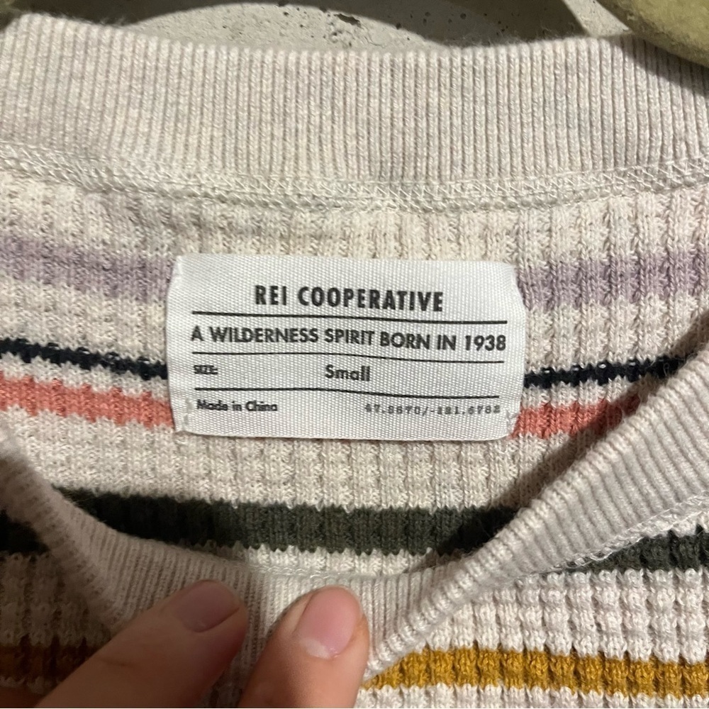 REI Co-op Wallace Lake Waffle Sweater Womens Small Striped Thermal Knit - Picture 3 of 8